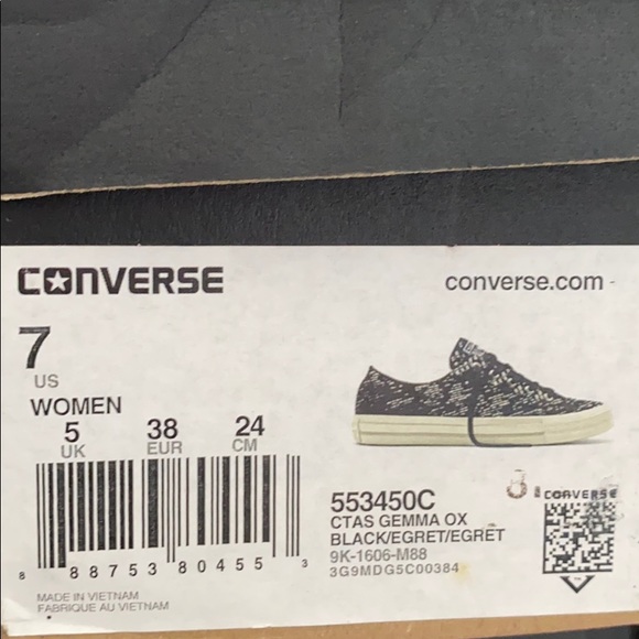 Converse Ctas Gemma OX Black/Mouse LT W AUTHEN - Picture 9 of 9